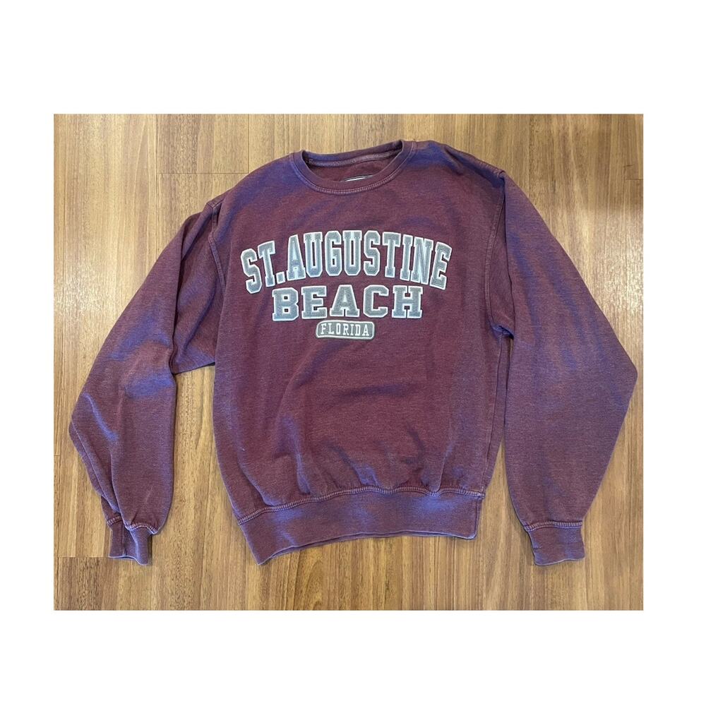 Pacific & Co. Maroon Pullover Sweatshirt St. Augustine Beach Logo Small Women